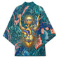Hathor Golden Sacred Heart Egyptian Kimono with Gemstone Pattern in Turquoise Theme