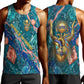 Hathor Golden Sacred Heart Egyptian Men Tank Top with Gemstone Pattern in Turquoise Theme