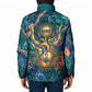 Hathor Golden Sacred Heart Egyptian Padded Jacket with Gemstone Pattern in Turquoise Theme