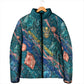 Hathor Golden Sacred Heart Egyptian Padded Jacket with Gemstone Pattern in Turquoise Theme