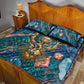Hathor Golden Sacred Heart Egyptian Quilt Bed Set with Gemstone Pattern in Turquoise Theme