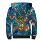 Hathor Golden Sacred Heart Egyptian Sherpa Hoodie with Gemstone Pattern in Turquoise Theme