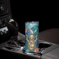 Hathor Golden Sacred Heart Egyptian Skinny Tumbler with Gemstone Pattern in Turquoise Theme