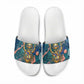 Hathor Golden Sacred Heart Egyptian Slide Sandals with Gemstone Pattern in Turquoise Theme