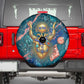 Hathor Golden Sacred Heart Egyptian Spare Tire Cover with Gemstone Pattern in Turquoise Theme