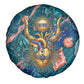 Hathor Golden Sacred Heart Egyptian Spare Tire Cover with Gemstone Pattern in Turquoise Theme