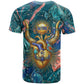 Hathor Golden Sacred Heart Egyptian T shirt with Gemstone Pattern in Turquoise Theme