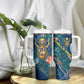 Hathor Golden Sacred Heart Egyptian Tumbler With Handle with Gemstone Pattern in Turquoise Theme