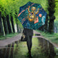 Hathor Golden Sacred Heart Egyptian Umbrella with Gemstone Pattern in Turquoise Theme