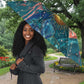 Hathor Golden Sacred Heart Egyptian Umbrella with Gemstone Pattern in Turquoise Theme