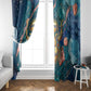 Hathor Golden Sacred Heart Egyptian Window Curtain with Gemstone Pattern in Turquoise Theme