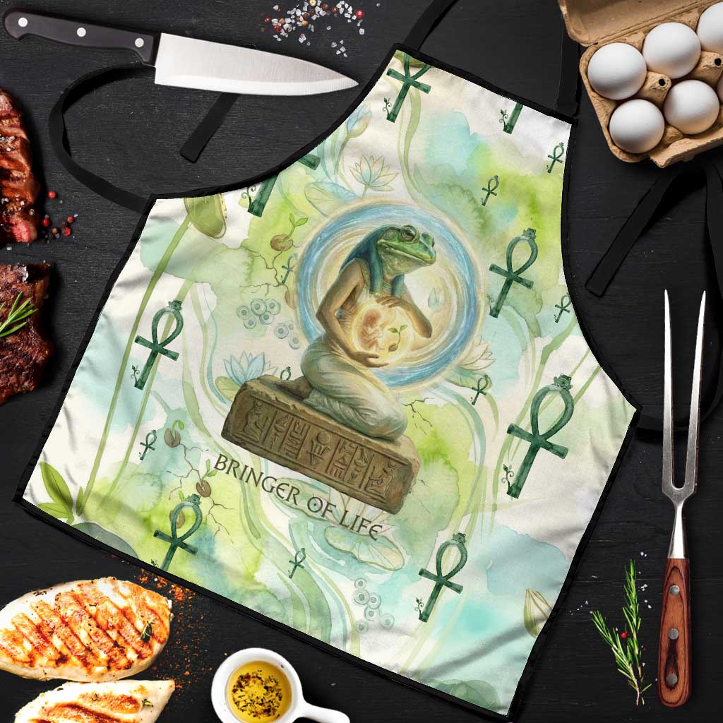 Heqet Nile Ankh Symbol Apron Egyptian Lotus Motif in Watercolor Life Theme