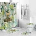Heqet Nile Ankh Symbol Bathroom Set Egyptian Lotus Motif in Watercolor Life Theme