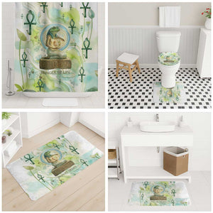 Heqet Nile Ankh Symbol Bathroom Set Egyptian Lotus Motif in Watercolor Life Theme