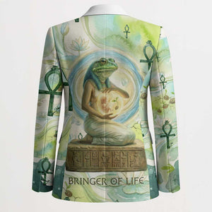 Heqet Nile Ankh Symbol Blazer Egyptian Lotus Motif in Watercolor Life Theme