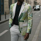 Heqet Nile Ankh Symbol Blazer Egyptian Lotus Motif in Watercolor Life Theme