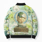 Heqet Nile Ankh Symbol Bomber Puffer Jacket Egyptian Lotus Motif in Watercolor Life Theme