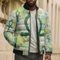 Heqet Nile Ankh Symbol Bomber Puffer Jacket Egyptian Lotus Motif in Watercolor Life Theme