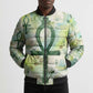 Heqet Nile Ankh Symbol Bomber Puffer Jacket Egyptian Lotus Motif in Watercolor Life Theme