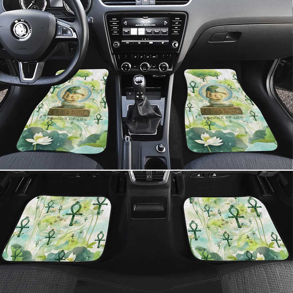 Heqet Nile Ankh Symbol Car Mats Egyptian Lotus Motif in Watercolor Life Theme