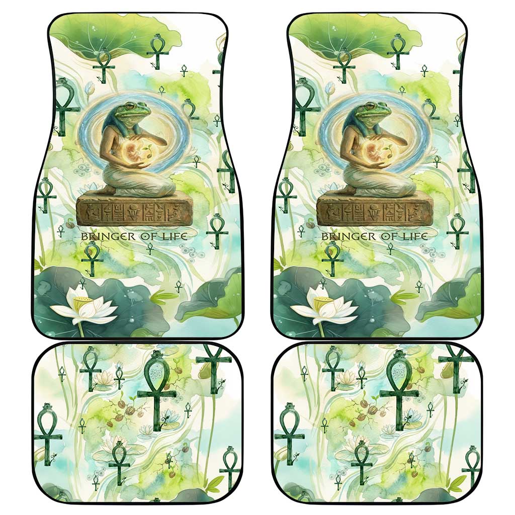 Heqet Nile Ankh Symbol Car Mats Egyptian Lotus Motif in Watercolor Life Theme