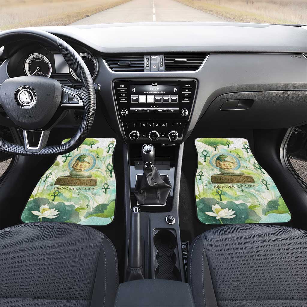 Heqet Nile Ankh Symbol Car Mats Egyptian Lotus Motif in Watercolor Life Theme