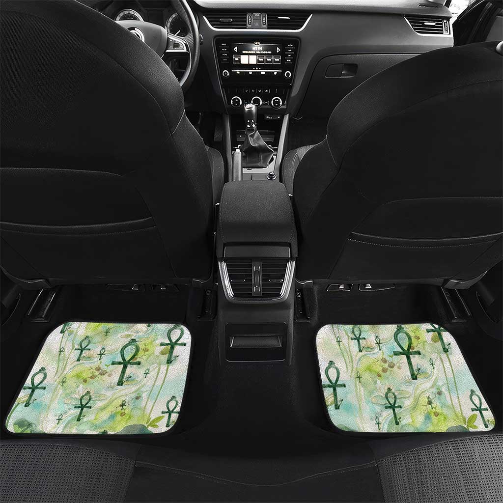 Heqet Nile Ankh Symbol Car Mats Egyptian Lotus Motif in Watercolor Life Theme