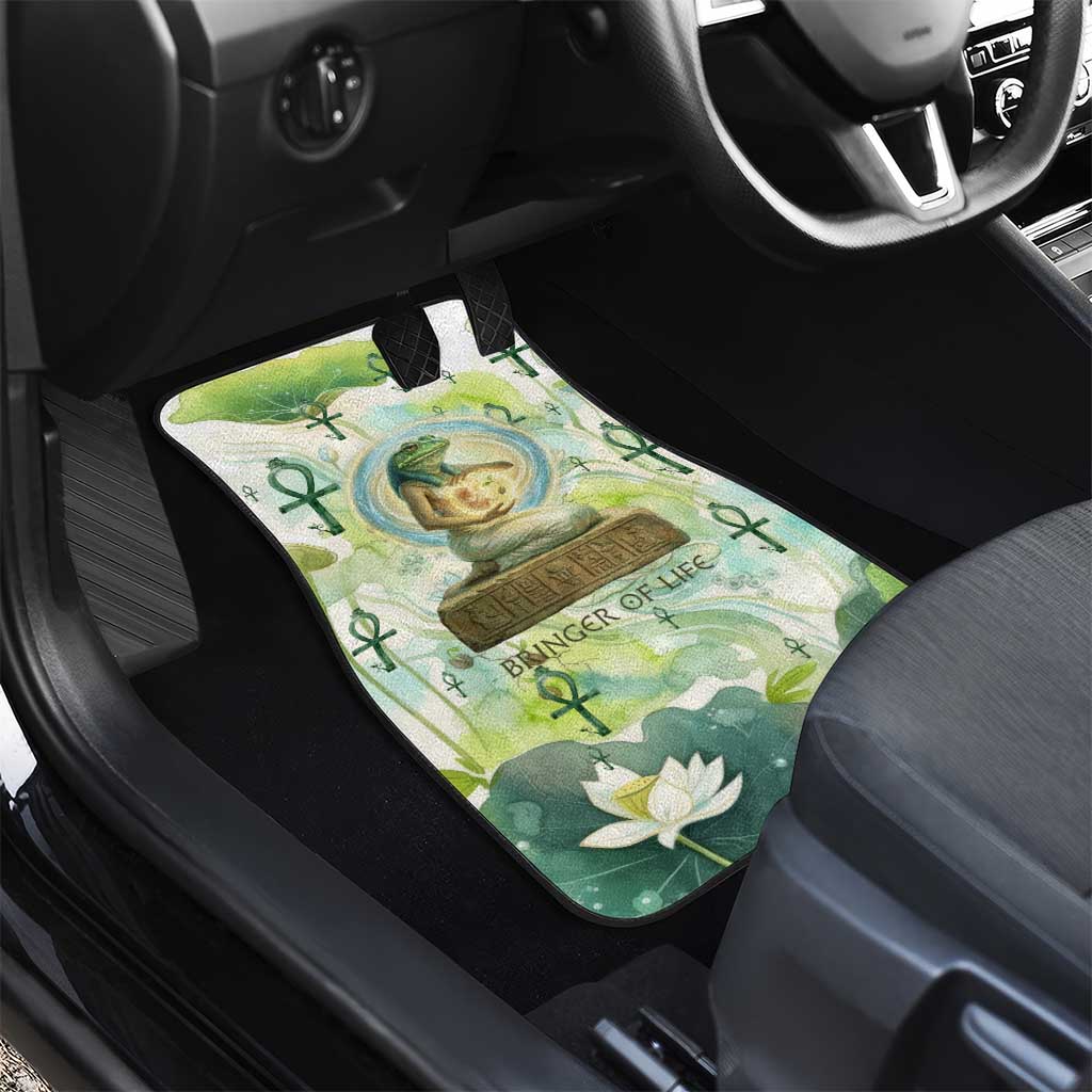 Heqet Nile Ankh Symbol Car Mats Egyptian Lotus Motif in Watercolor Life Theme