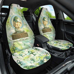 Heqet Nile Ankh Symbol Car Seat Cover Egyptian Lotus Motif in Watercolor Life Theme