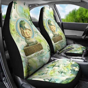 Heqet Nile Ankh Symbol Car Seat Cover Egyptian Lotus Motif in Watercolor Life Theme
