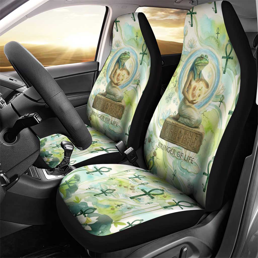 Heqet Nile Ankh Symbol Car Seat Cover Egyptian Lotus Motif in Watercolor Life Theme