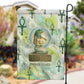 Heqet Nile Ankh Symbol Garden Flag Egyptian Lotus Motif in Watercolor Life Theme