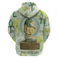 Heqet Nile Ankh Symbol Hoodie Egyptian Lotus Motif in Watercolor Life Theme