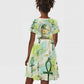 Heqet Nile Ankh Symbol Kid Short Sleeve Dress Egyptian Lotus Motif in Watercolor Life Theme