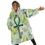 Heqet Nile Ankh Symbol Kid Wearable Blanket Hoodie Egyptian Lotus Motif in Watercolor Life Theme