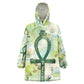 Heqet Nile Ankh Symbol Kid Wearable Blanket Hoodie Egyptian Lotus Motif in Watercolor Life Theme