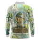 Heqet Nile Ankh Symbol Long Sleeve Polo Shirt Egyptian Lotus Motif in Watercolor Life Theme