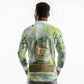 Heqet Nile Ankh Symbol Long Sleeve Polo Shirt Egyptian Lotus Motif in Watercolor Life Theme