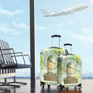 Heqet Nile Ankh Symbol Luggage Cover Egyptian Lotus Motif in Watercolor Life Theme