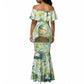 Heqet Nile Ankh Symbol Mermaid Dress Egyptian Lotus Motif in Watercolor Life Theme