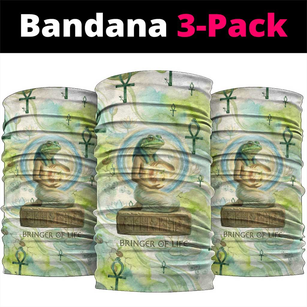 Heqet Nile Ankh Symbol Neck Gaiter Egyptian Lotus Motif in Watercolor Life Theme