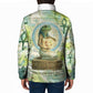 Heqet Nile Ankh Symbol Padded Jacket Egyptian Lotus Motif in Watercolor Life Theme