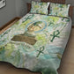 Heqet Nile Ankh Symbol Quilt Bed Set Egyptian Lotus Motif in Watercolor Life Theme