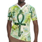 Heqet Nile Ankh Symbol Rugby Jersey Egyptian Lotus Motif in Watercolor Life Theme