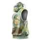 Heqet Nile Ankh Symbol Sleeveless Hoodie Egyptian Lotus Motif in Watercolor Life Theme