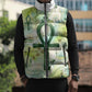 Heqet Nile Ankh Symbol Sleeveless Puffer Jacket Egyptian Lotus Motif in Watercolor Life Theme