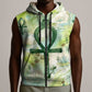 Heqet Nile Ankh Symbol Sleeveless Zip Hoodie Egyptian Lotus Motif in Watercolor Life Theme