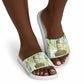 Heqet Nile Ankh Symbol Slide Sandals Egyptian Lotus Motif in Watercolor Life Theme