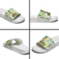 Heqet Nile Ankh Symbol Slide Sandals Egyptian Lotus Motif in Watercolor Life Theme