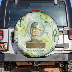 Heqet Nile Ankh Symbol Spare Tire Cover Egyptian Lotus Motif in Watercolor Life Theme